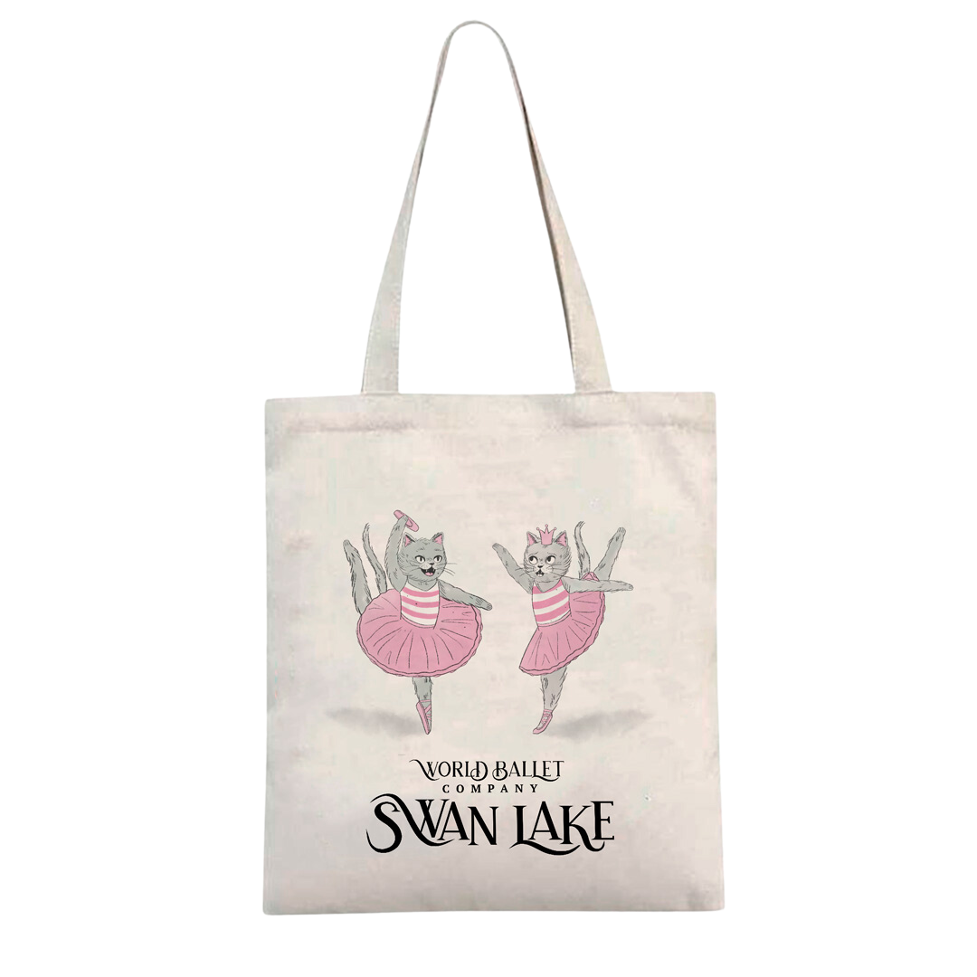 Ballet Cats Tote - natural cotton