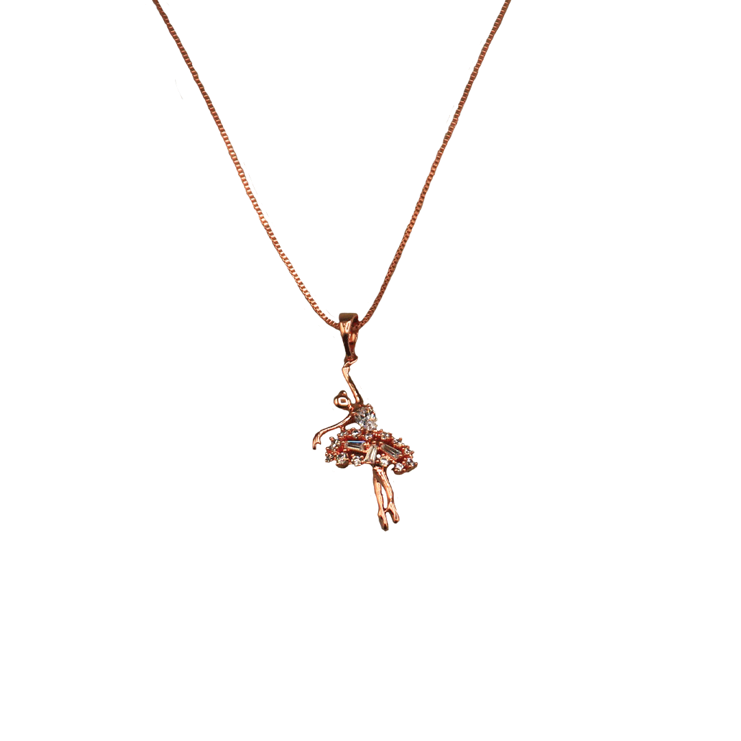 Elegant Rose Gold Ballerina Pendant Necklace